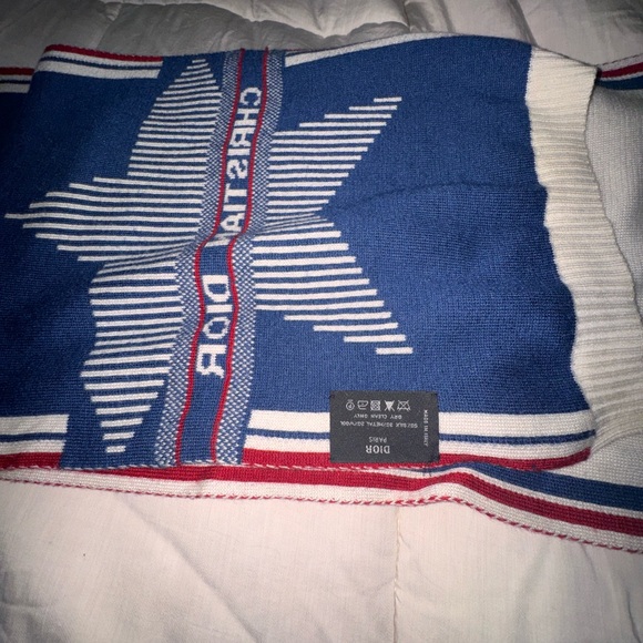 Dior White and Blue Star Scarf - Picture 5 of 6